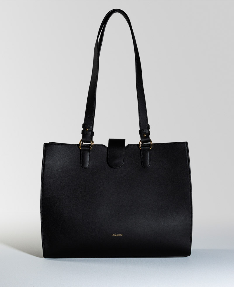 L-elegant-noir Sac cabas en cuir noir - L’élégant